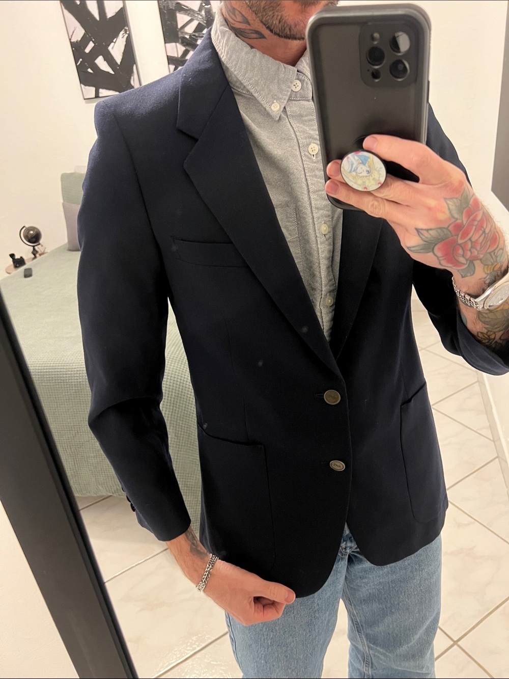 Yves Saint Laurent Dark Navy Two-Button Blazer Vintage